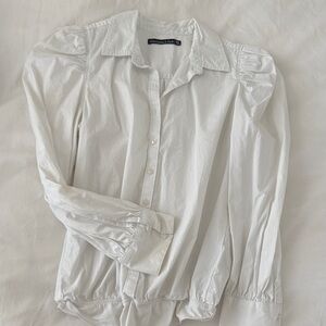 Abercrombie & Fitch White Puff Sleeve Button-Up Shirt bodysuit